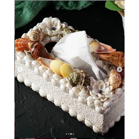 KOTAK TISSUE DARI KERANG DAN PASIR ASLI BALI HANDMADE HIGH QUALITY PRODUCT