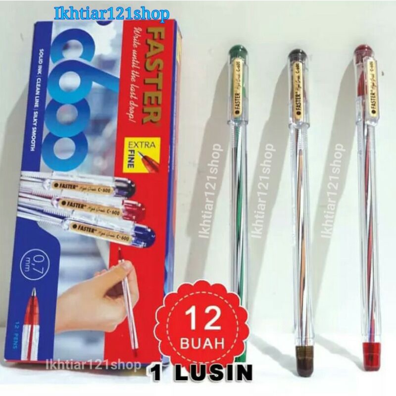 

Paket 1 Pack Pulpen Faster C600/Bolpoin Faster C600 isi 12 Pcs