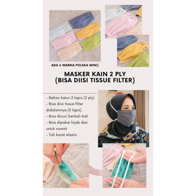 Masker kain katun polka