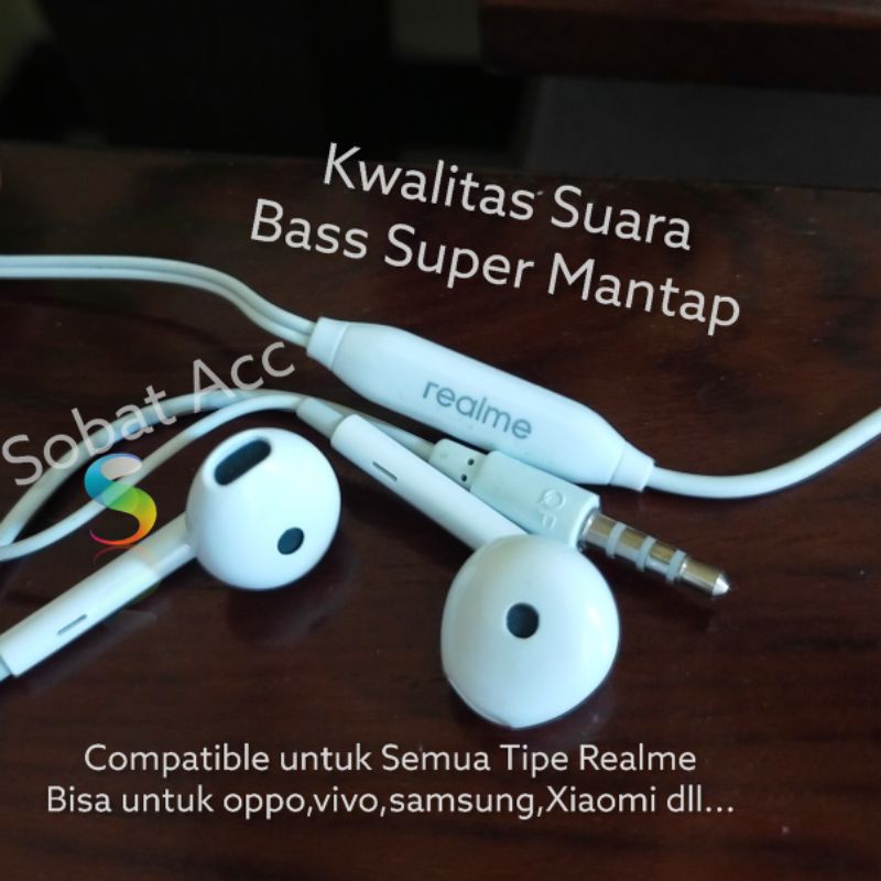 EARPHONE REALME PREMIUM QUALITY BASS STEREO HEADSET REALME C2 C3 C11 C12 C15 C17 C20 C21 C21Y C25
