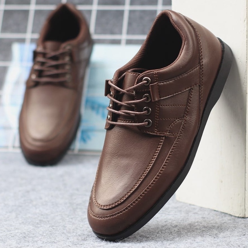 Enoz Kilian Sepatu Formal Pria Pantofel Sepatu Tali Sneaker Import Kerja Murah Sepatu Waterproof Santai Hitam Cokelat Kulit Sintetic 005