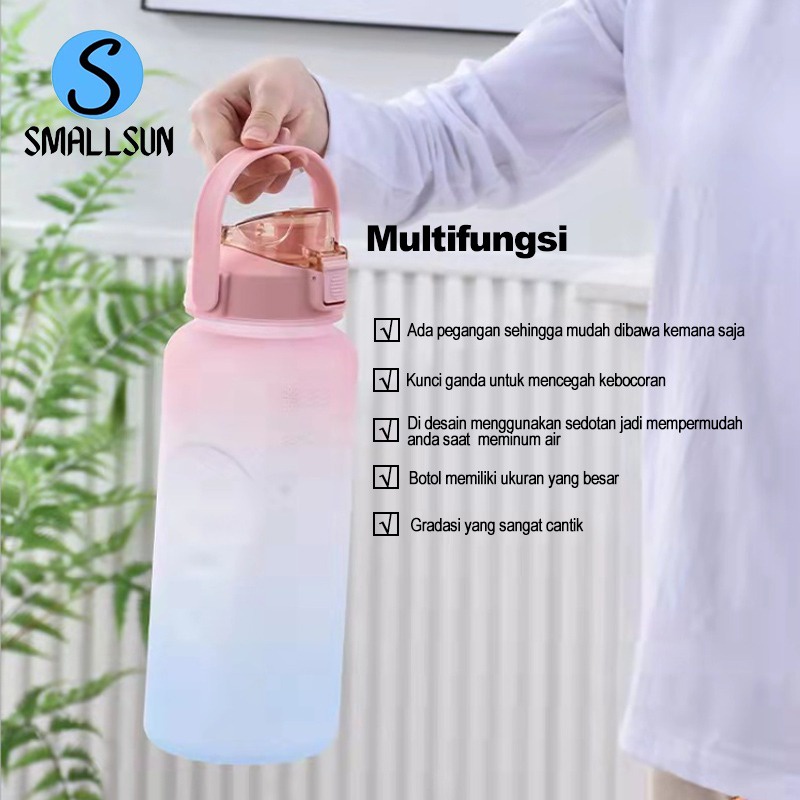 Botol Minum Motivasi 2000ML 2 Liter STIKER 2D SAJA Botol Penanda Waktu Botol Minum botol stiker 2d botol drink