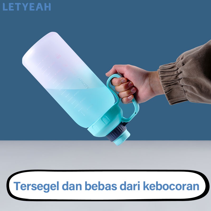 letyeah Botol minum 1800ml jumbo portable tahan bocor dengan sedotan / bpa free