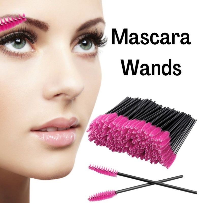 (50PCS) Mascara Wand Applicator / Mascara Wand Brush Sisir Mascara / Eyeliner Brush Mascara Wand Brush//m / Spoolie Brush/ Sisir Kuas Maskara Sikat Eyelash Bulu Mata Extention