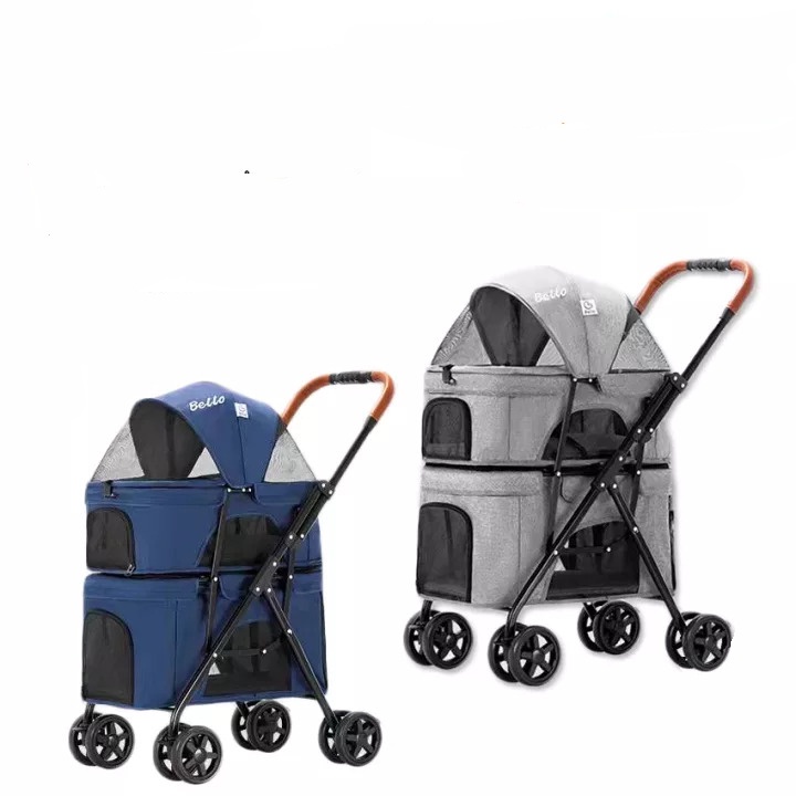 Stroller Bello LD03S Pet 4 Roda 2 Tingkat Max 20kg Untuk Anjing dan Kucing