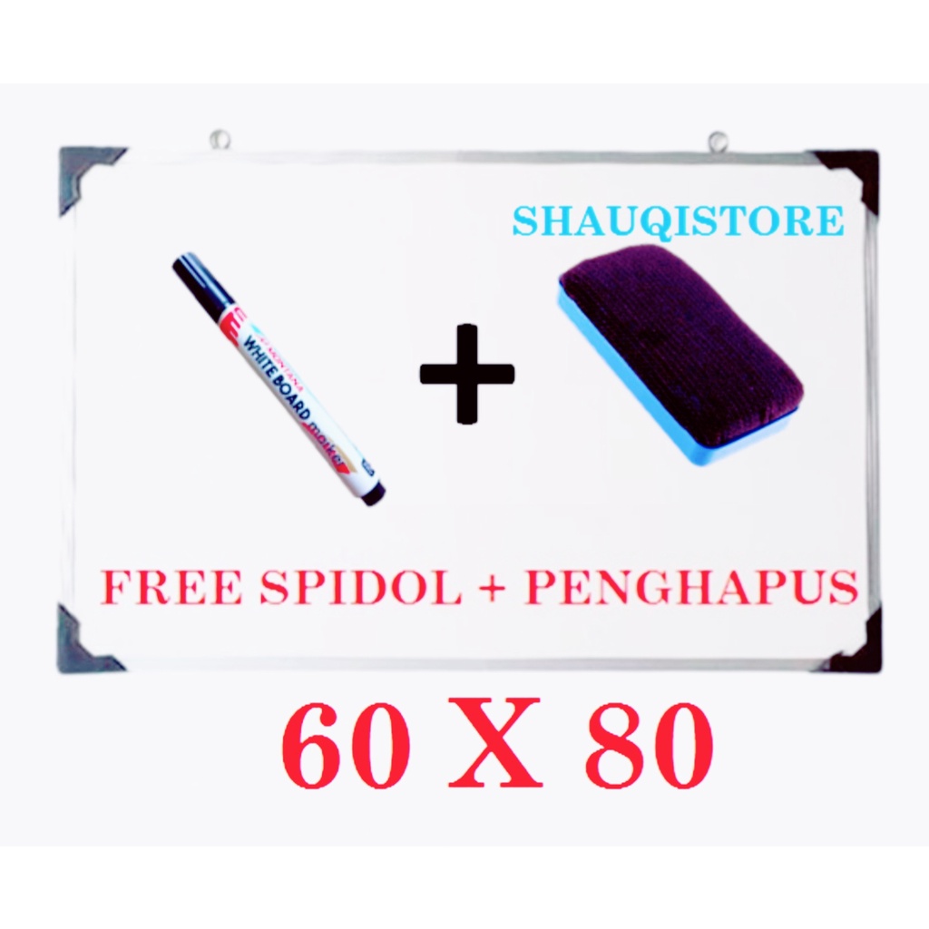 

(FREE SPIDOL DAN PENGHAPUS) Papan Tulis Whiteboard / Blackboard Spidol dan Kapur ukuran 60X80 BACA DESKRIPSI!!