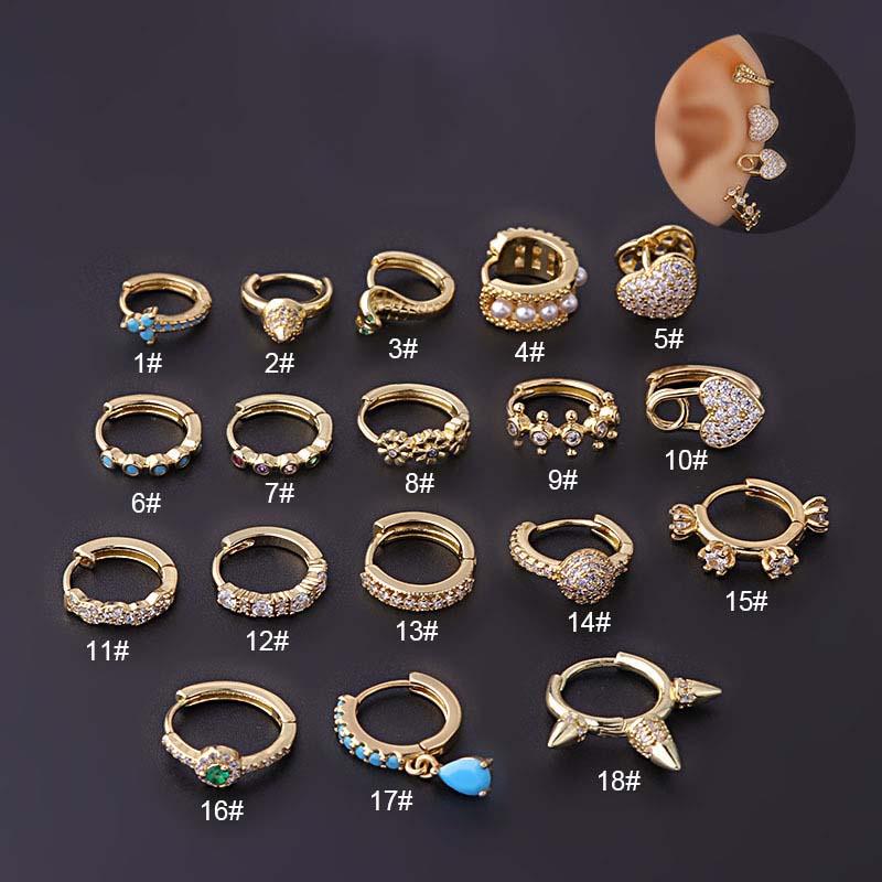 1pc Anting Bulat Bahan Tembaga Hias Zircon Ukuran 8-10mm Untuk Wanita 2022