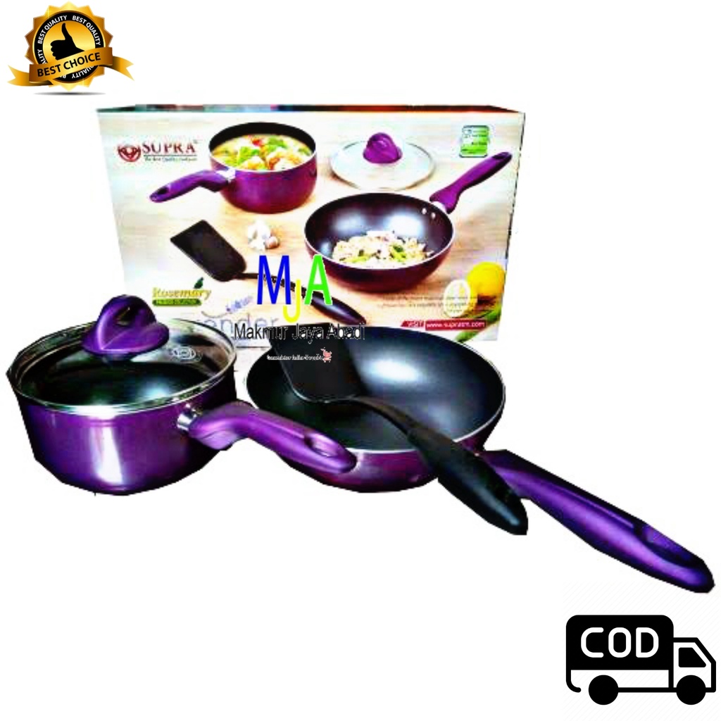 (BISA COD) PROMO Supra Rosemary Lavender Set COOKWARE SET 4 pcs / Panci Stainless / Panci Set