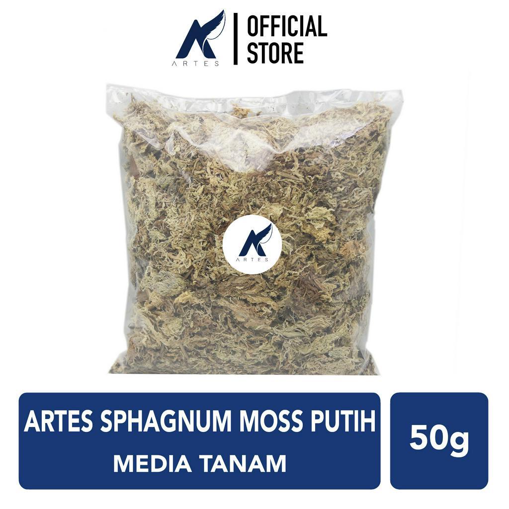 ARTES SPHAGNUM MOSS PUTIH Media Tanam Lumut-Spagnum Mos Anggrek-Mencangkok Batang Pohon-Tanaman 50 g