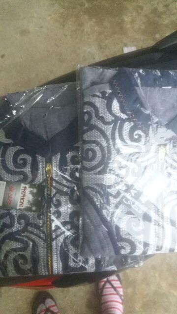 Koko Couple Ayah Anak Navy Abu Batik