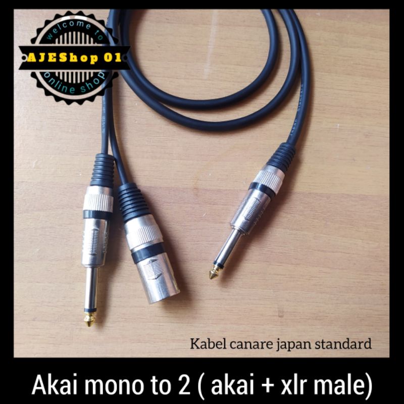 Kabel jack akai mono to dual jack akai dan xlr male