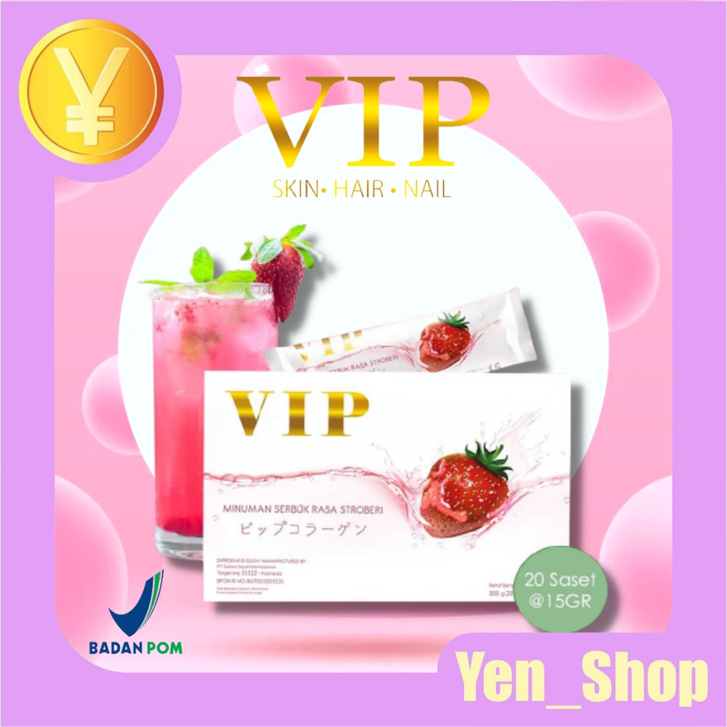 VIP COLLAGEN BOX minuman serbuk perawatan kulit dari dalam 100% original BPOM