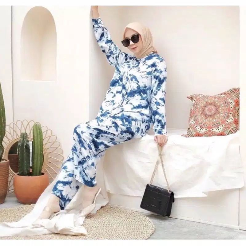 BASIC TIEDYE SET DAILYSET ONESET TIE DYE SETELAN ONE SET WANITA SELEBGRAM PIYAMA BAJU TIDUR