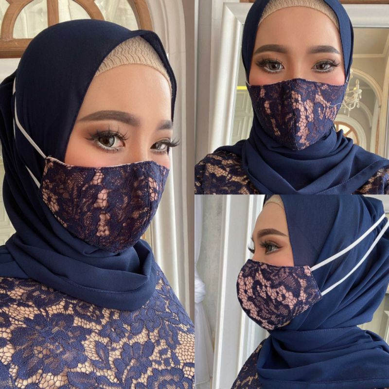 MASKER BRUKAT KAIN 3 lapis bridal masker kondangan pesta