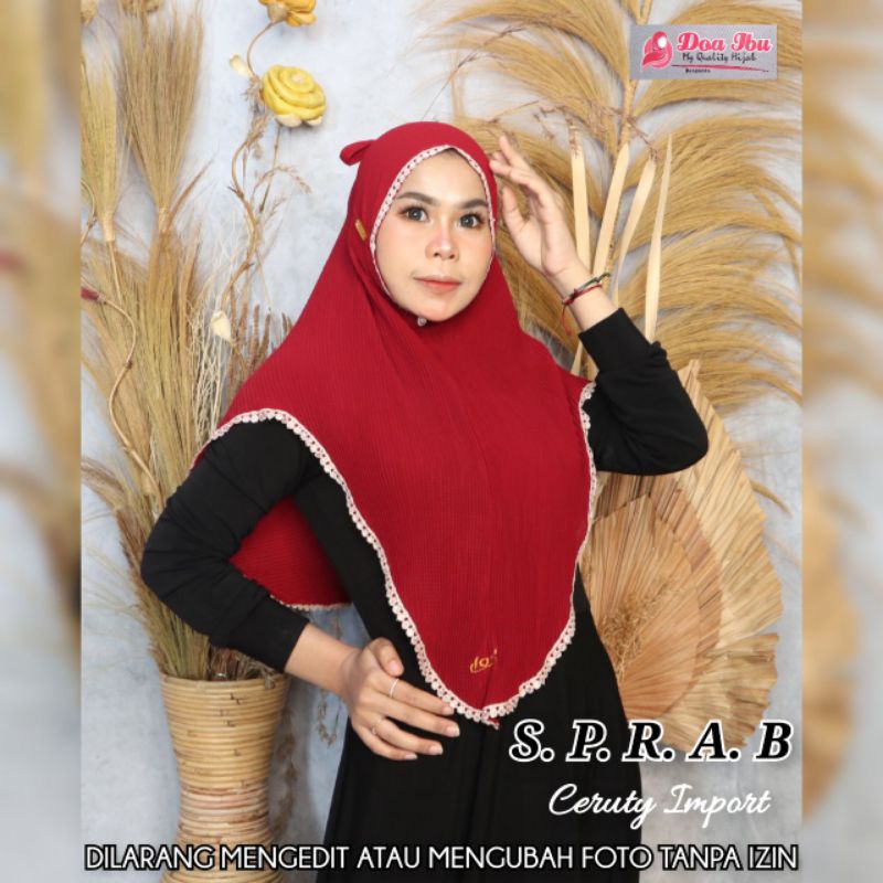 JILBAB INSTAN "SYIRIA CERUTI PLISKET RENDA" ORI DOA IBU BY BUNYAMIN