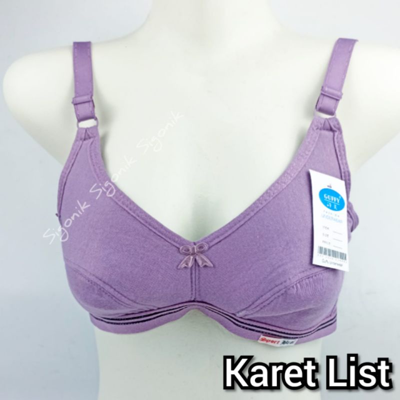 BH Bra Sport Wanita Dewasa Guffy Karet List 34 36 38 40 42 Tanpa Kawat Busa Pakaian Dalam Dalaman Cewek Remaja Perempuan Big Size Jumbo Soft Adem Nyaman Katun Polyester Sigonik