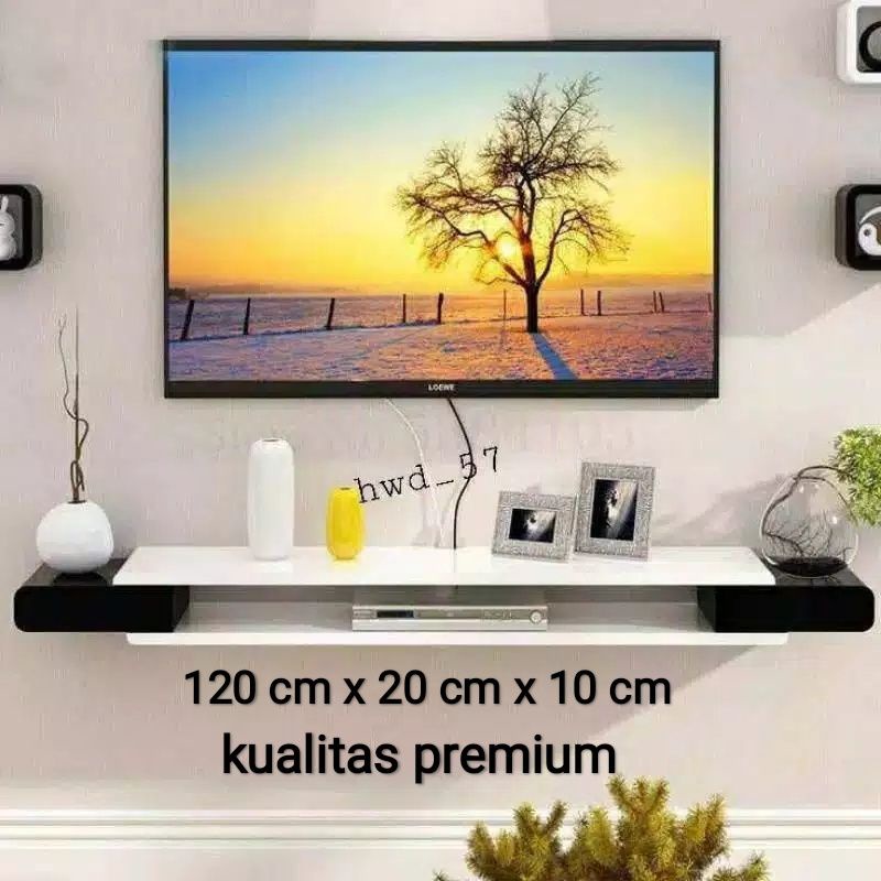 RAK TV  MEJA TV MINIMALIS GANTUNG TEMPEL DINDING MELAYANG  20 CM X 120 CM X10 CM