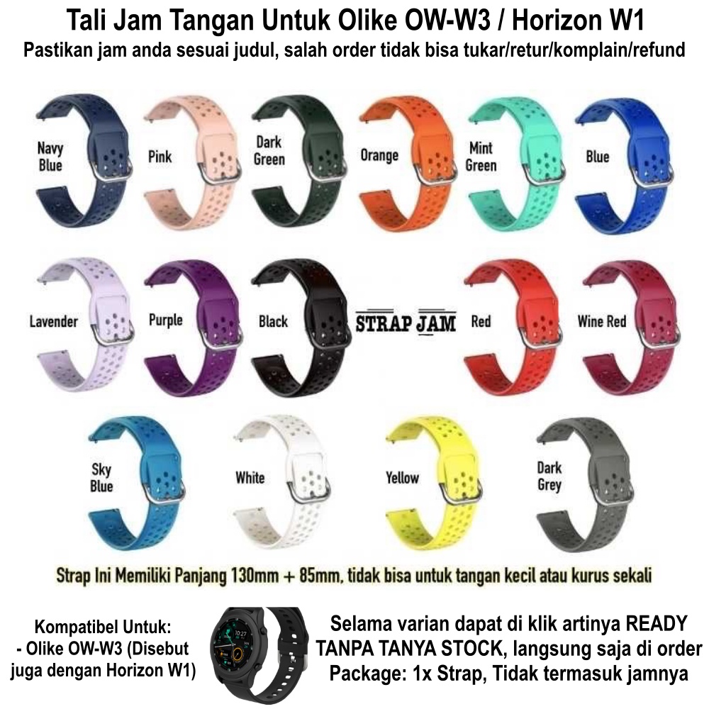 R33 Tali Jam Olike OW-W3 Horizon W1 - Strap 20mm Silikon Rubber Breathable Sporty