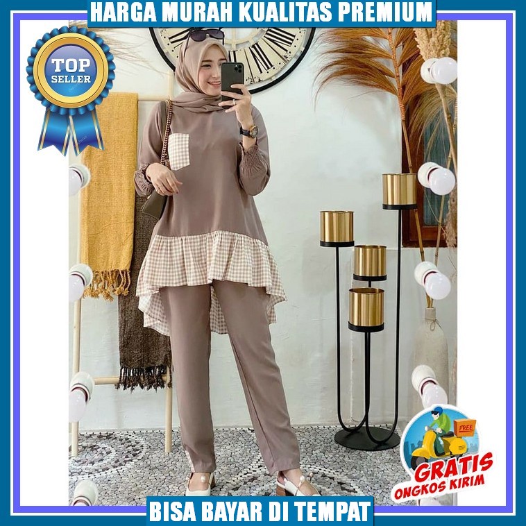 Rebeka Set 2In1 Baju Setelan Korean Style Remaja Muslim_ Ootd Kekinian Setelan Wanita Kekinian Stela