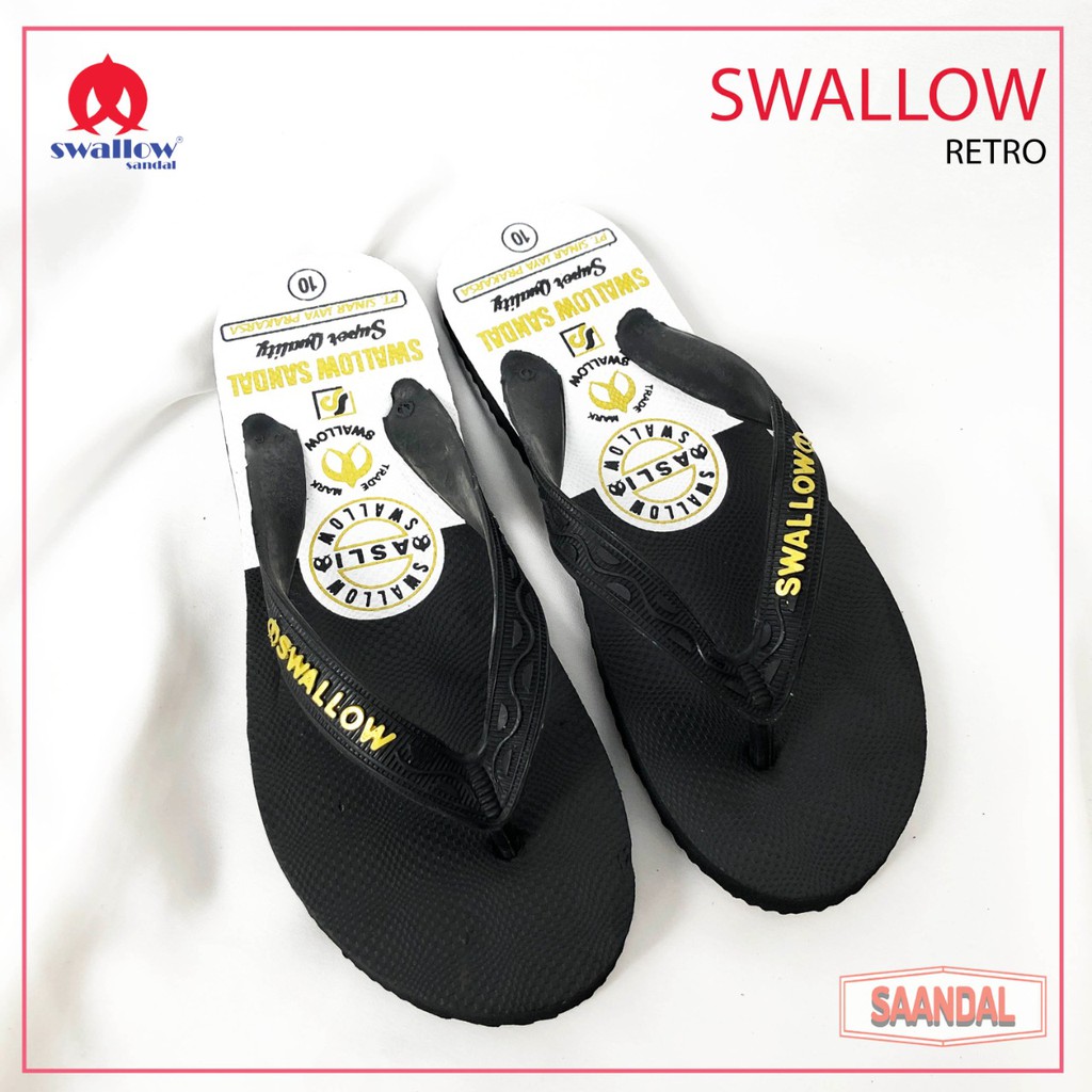 Sandal Jepit Swallow Hitam Retro Pria Wanita tidak licin(BISA SATUAN)