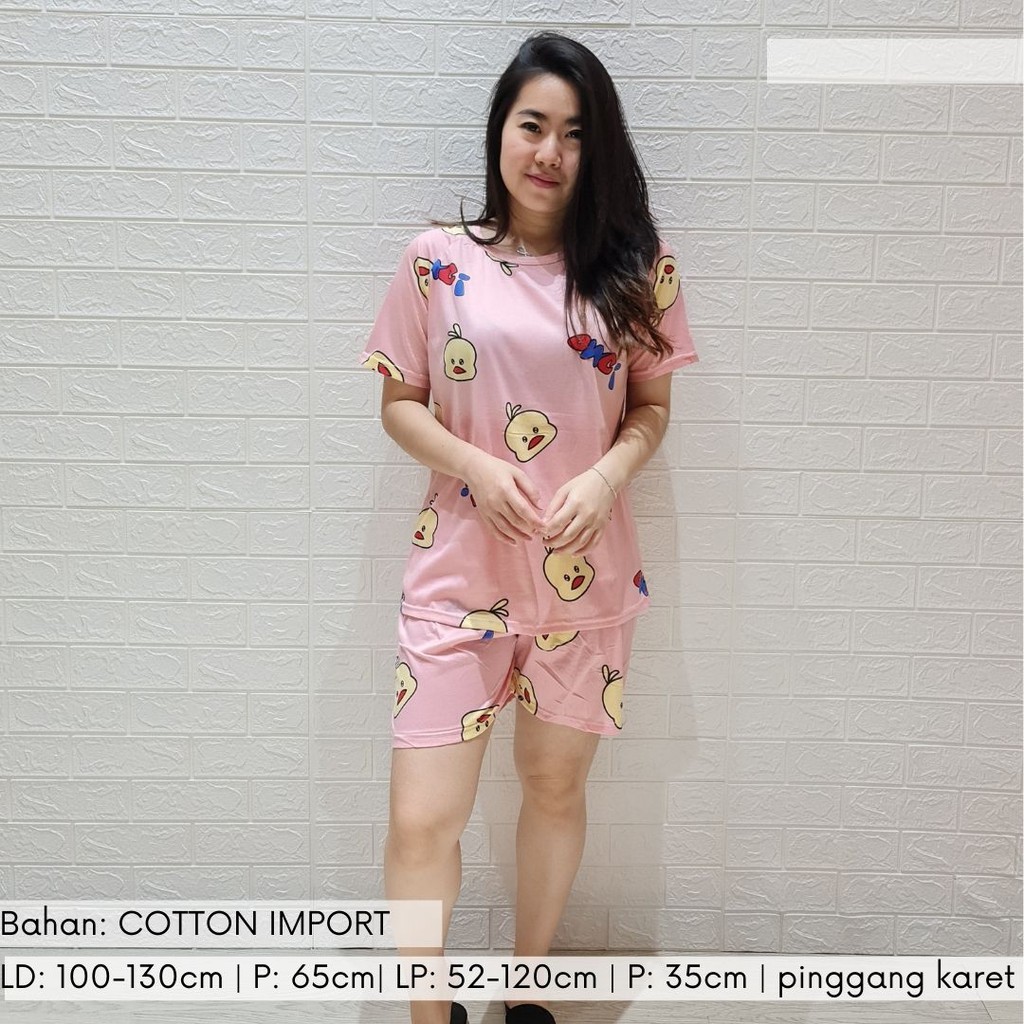 3973 kaos pajamas puyo short one set import big baju tidur