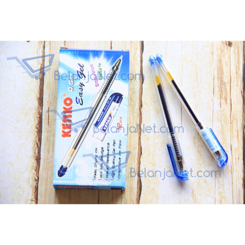 Pen Gel Kenko Easy Gel 0.5 mm Tinta Hitam/Biru/Merah [1 LUSIN]