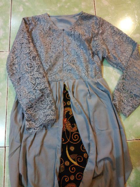 Zola_batik Couple Gamis Brokat Lengan Panjang Anami Couple
