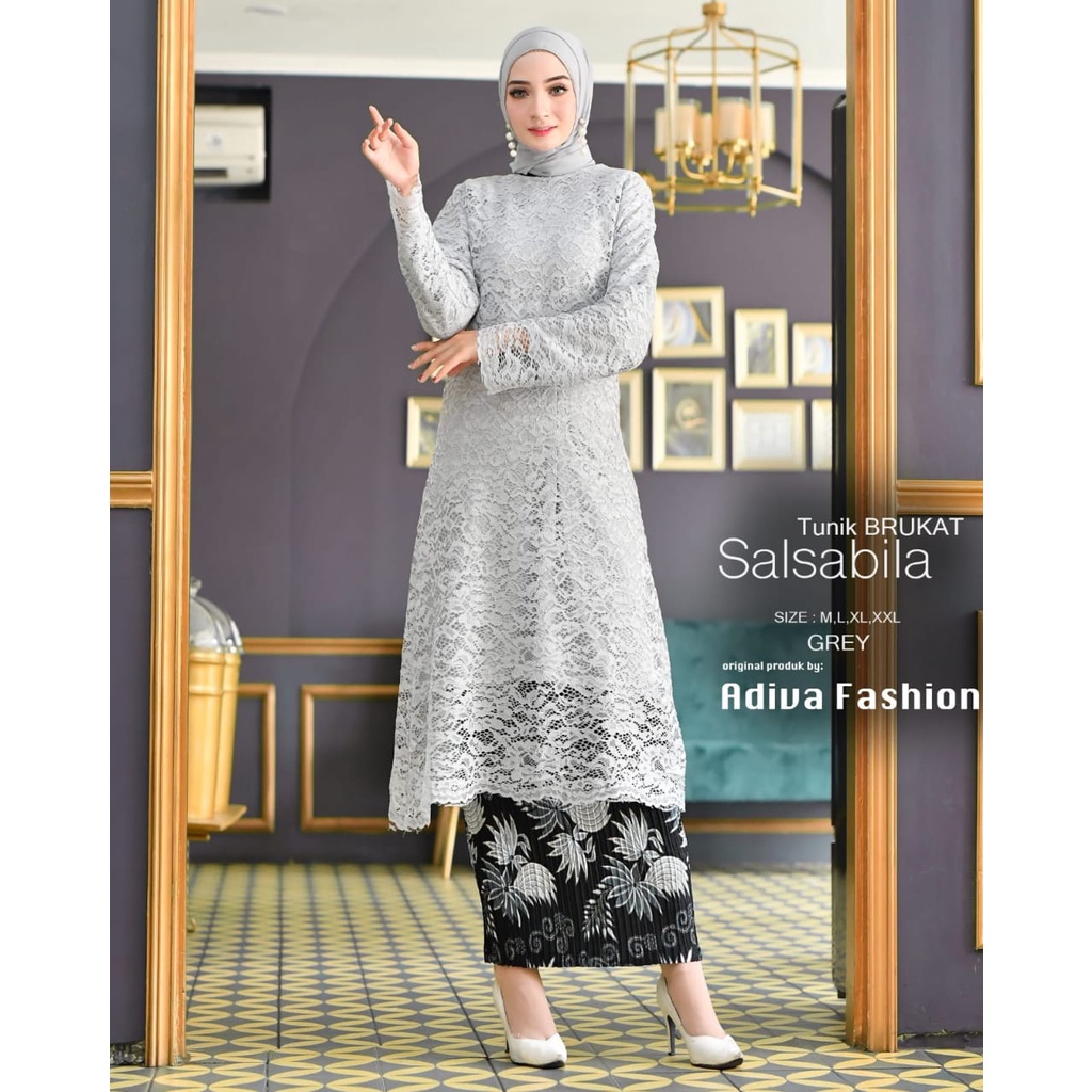 Kadai.baju / Kebaya tunik brukat polos / Kebaya jumbo wanita / Kebaya wisuda dan akad Size M L XL XXL