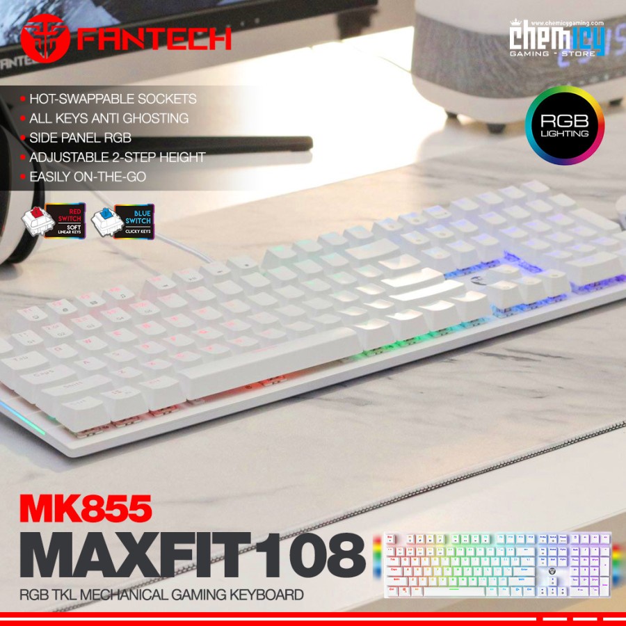 Fantech MAXFIT108 / MK855 White RGB Hotswap Mechanical Gaming Keyboard