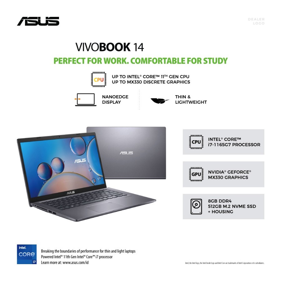 ASUS VivoBook 14 A416EPO-VIPS754 - Slate Grey [Intel® Core™ i7-1165G7 / NVIDIA® GeForce® MX330 / 8GB