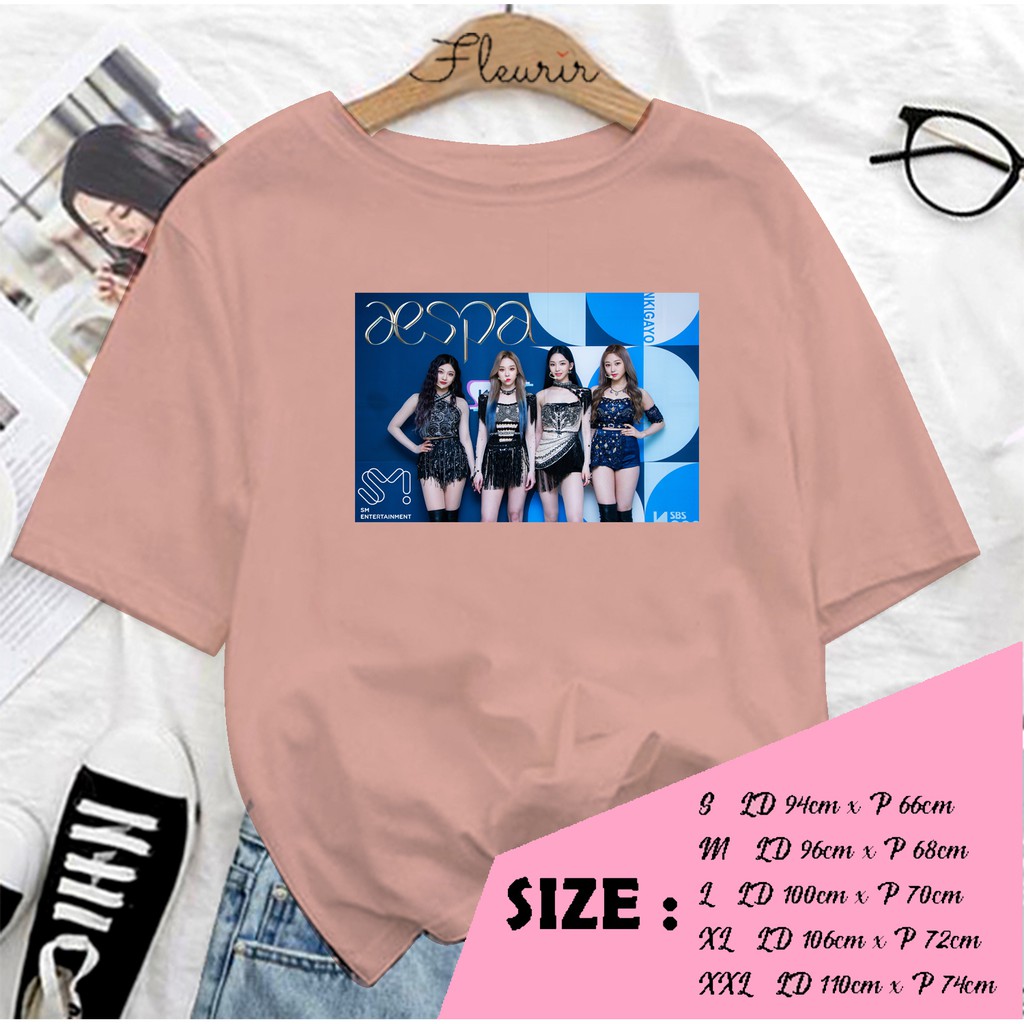 FLEURIR - KAOS AESPA GIRLBAND KOREA KPOP OVERSIZE KATUN KAOS WANITA DEWASA TUMBLR TEE UNISEX JUMBO