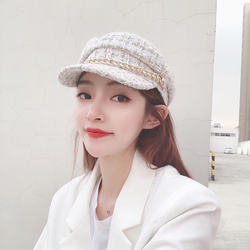 Topi Baret Beret Oktagonal Bahan Wool Gaya Korea Retro untuk Wanita pria S18