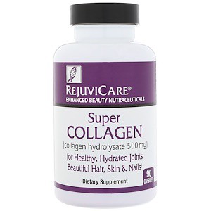 SUPER COLLAGEN, COLAGEN HYDROLYSATE 500MG 90 CAP BY REJUVICARE
