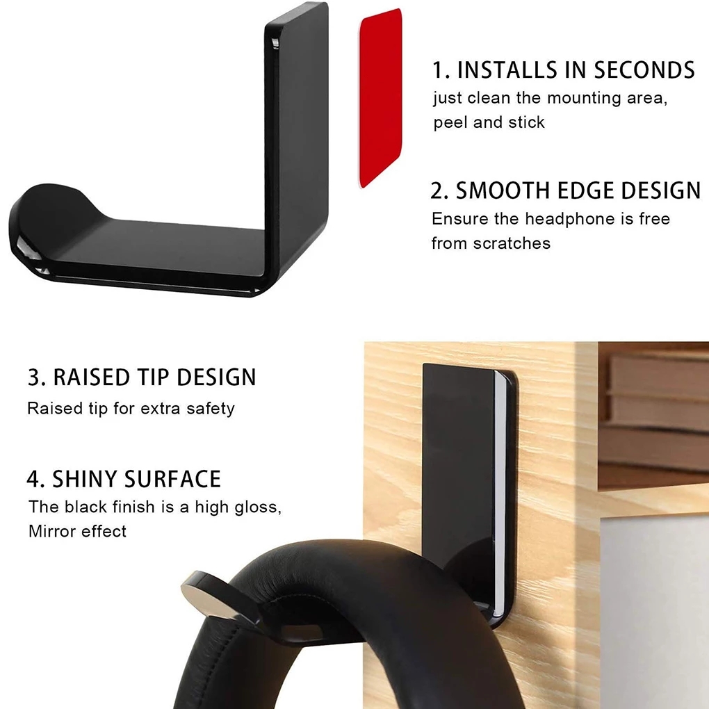 Acrylic Headset Wall Stand Hanger / Game Controllers Bracket / Earphone Sticky Display Sticky Stand Holder