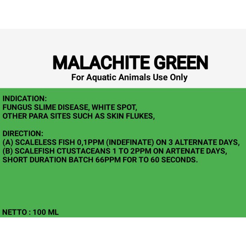 MALACHITE GREEN 100 ml obat jamur ikan / malachite green / obat jamur ikan / obat hijau / obat ikan / obat Fmg / Fmg