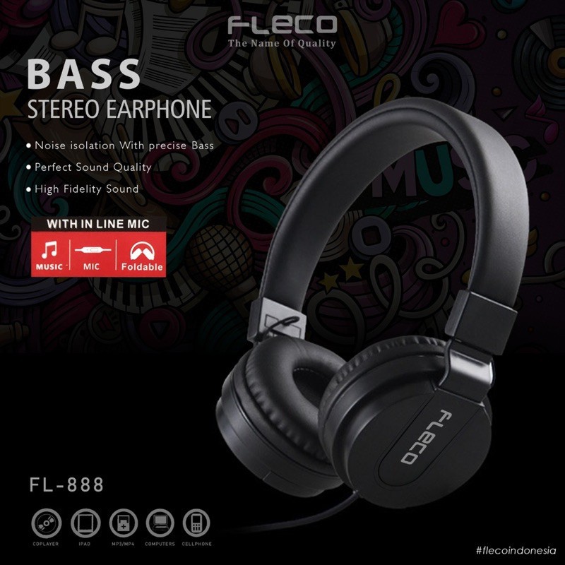 PROMO HEADPHONE BANDO FLECO FL888 ORI WITH MIC