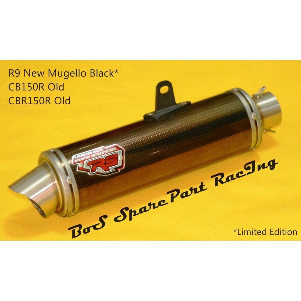 SPEED MANTAP, 2 SUARA Knalpot Motor Racing R9 Honda CB150r Old CBR150R Mugello Black Special Harga