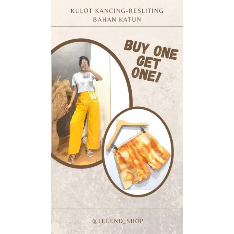CELANA KULOT HW KANCING RESLETING POLOS KAIN KATUN