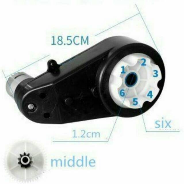 part Gearbox plus dinamo 6V RS550 mobil mainan aki anak