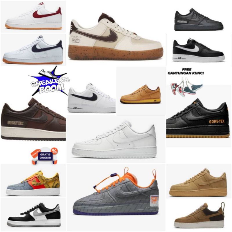 SEPATU SNEAKERS NIKE AIR FORCE 1 07 LV8 REIGNING CHAMP ANTHRACITE BLACK WHEAT 5 ON IT ATMOSPHERE GRE