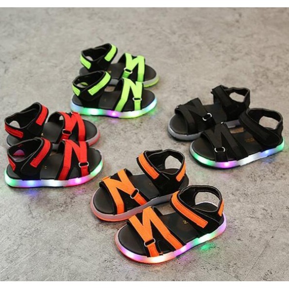 SEPATU SANDAL GUNUNG ANAK SEPATU SANDAL BARTIER LED - 24- Hijau muda q2