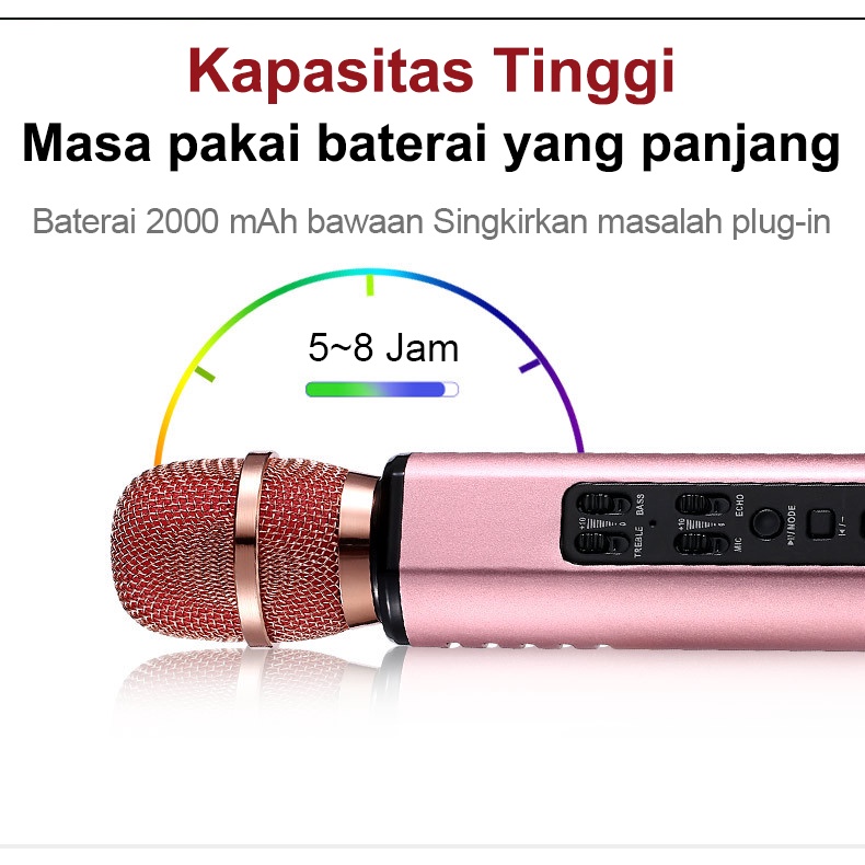 ITS K6 Microphone Wireless Koneksi Bluetooth Karaoke Mikrofon Speaker Ganda Portable KTV Mikropon