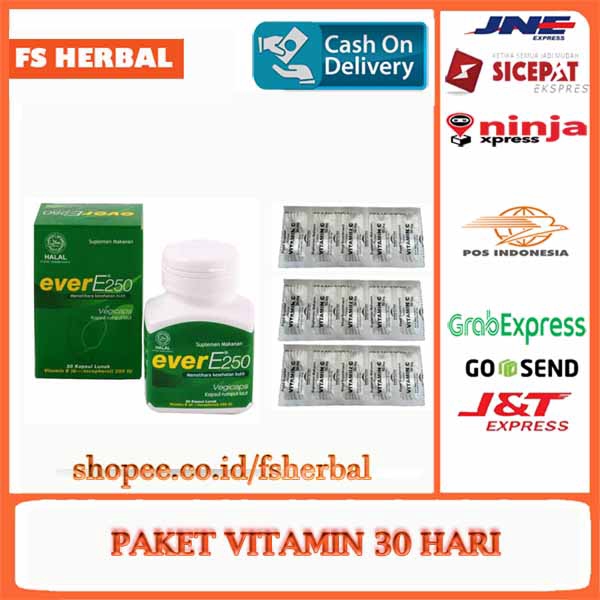 Jual Paket Vitamin 30 Hari Ever E Vitamin E 250 IU dan KF Vitamin C