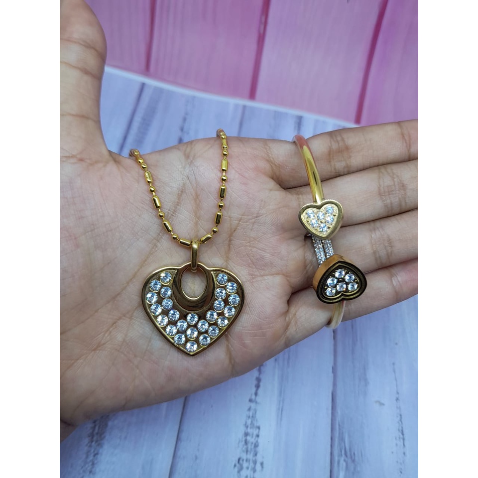 [ TERLARIS ] 1 SET Kalung &amp; gelang Kesehatan Quantum Pendant Permata Bio Energy - Gelang + Kalung+ Box + Sertifikat Card Original - COD [ Bayar di Tempat ]