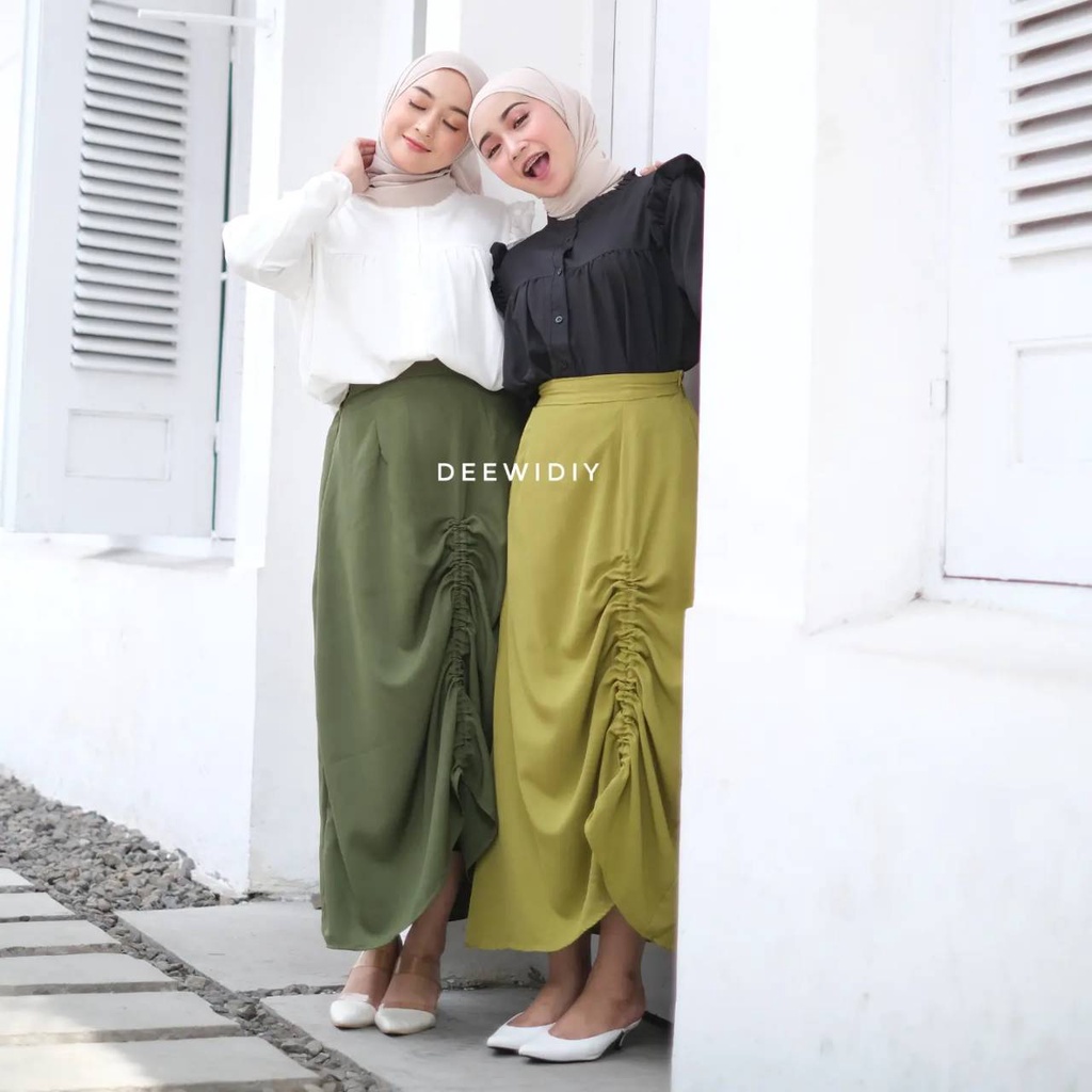 ROK PANJANG A-LINE ROK KERJA WANITA / ROK CANTIK 2 STYLE UNTUK FORMAL DAN PESTA - IRINA SKIRT DEEWIDIY