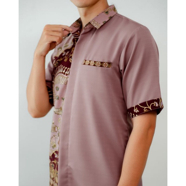 Baju Atasan rafa Yumna Kemeja Batik varian Mauve Coklat