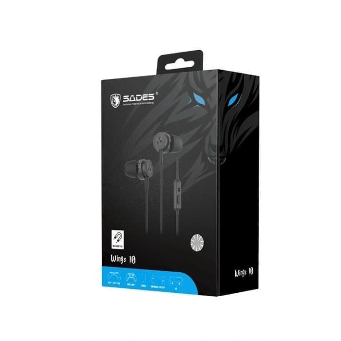 Earphone gaming sades wired aux 3.5mm stereo free pouch wings 10 - In earbudEarphone gaming sades wings10
