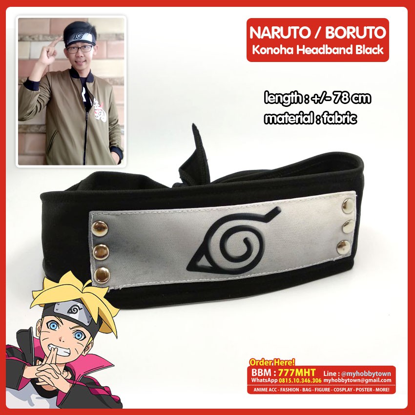 Headband Naruto Konoha Hitam