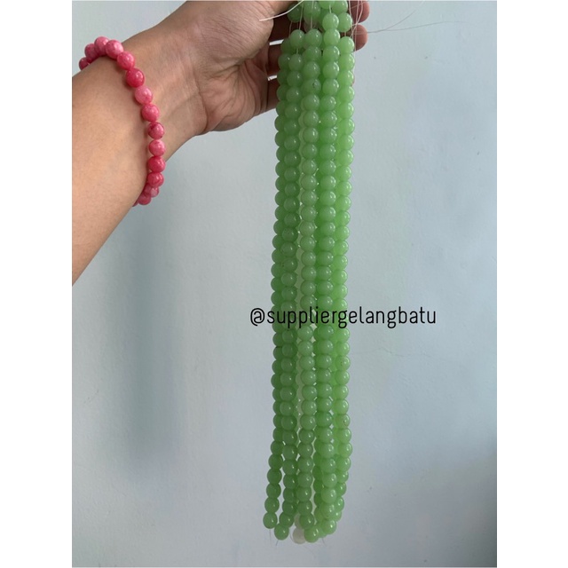 Bahan renceng GREEN CAT EYE 10mm mata kucing hijau asli TANPA JARONG