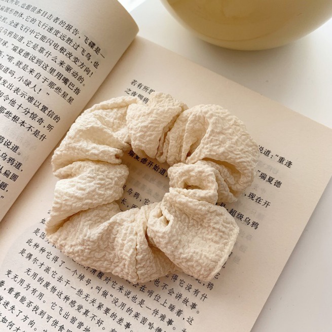 COD - F5165 Ikat Rambut Korea Polos Warna Warni / Kuncir Rambut / Karet Ikat Rambut Cepol / Karet Rambut Import-Cream